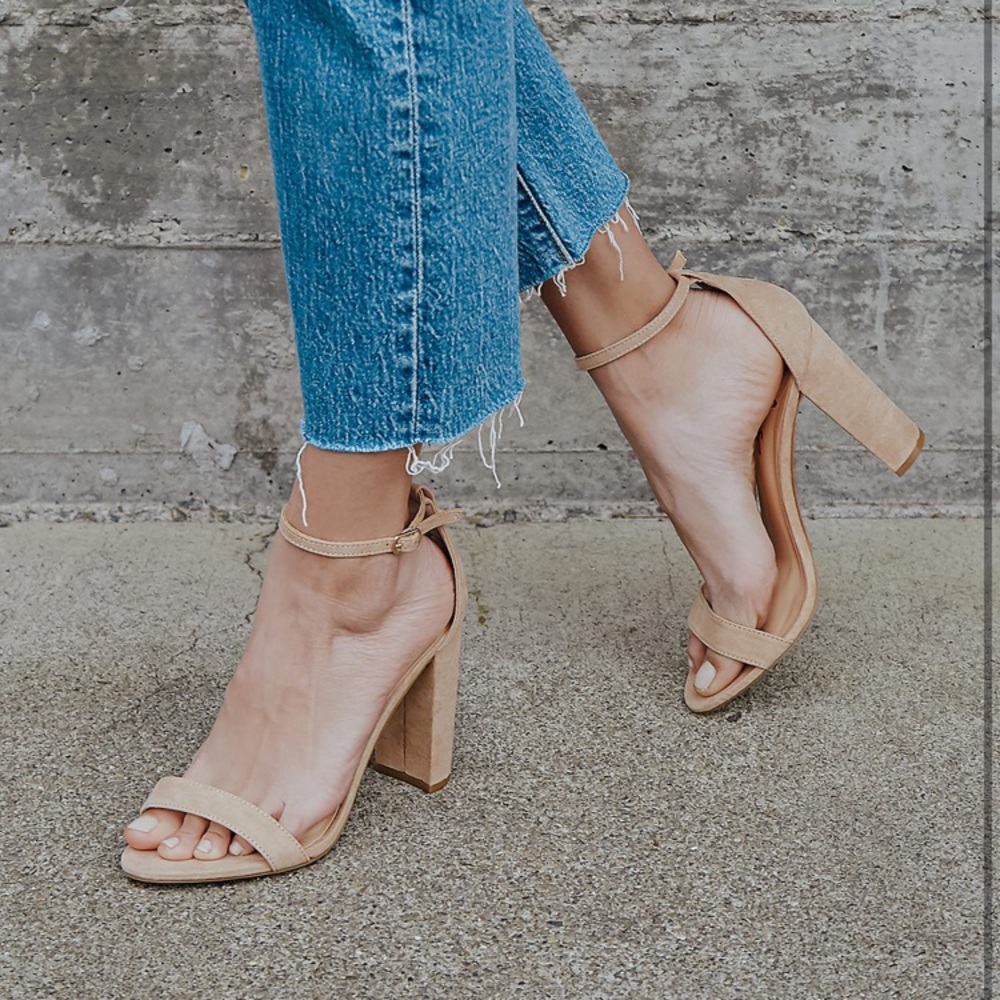 Taylor Suede Ankle Strap Heels